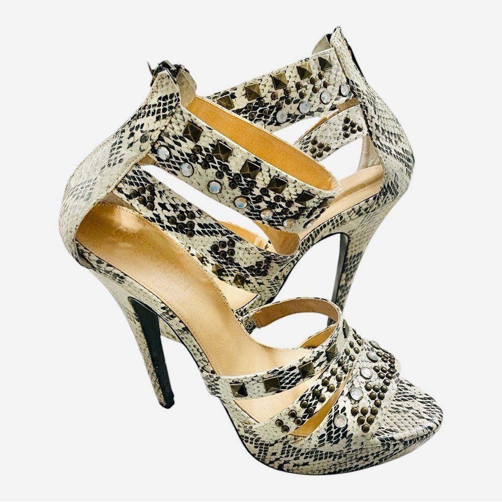 Colin Stuart Python Embossed Stud & Rhinestone Platform Shoes 8 - Picture 7 of 7